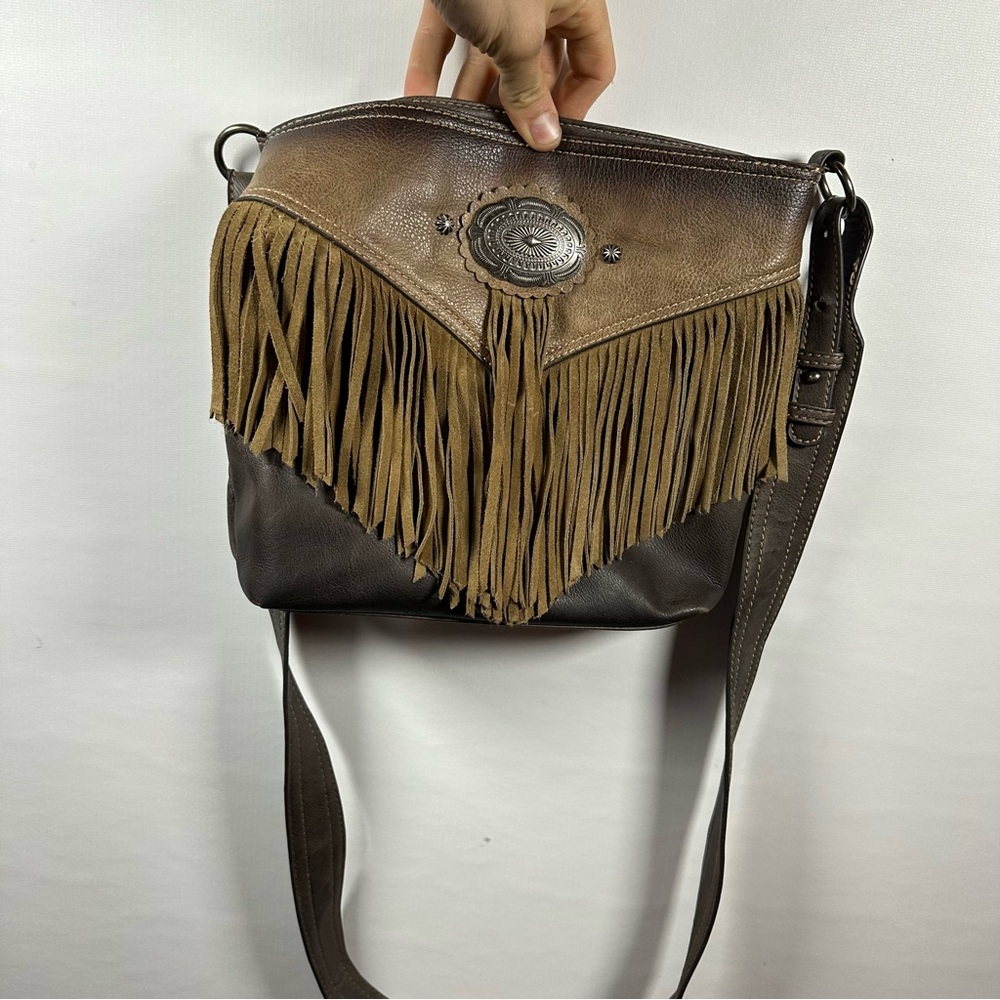 Brown Fringe Leather Shoulder Bag